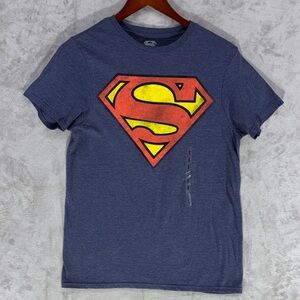 DC Navy Short Sleeve Tee with Red & Yellow Superman Shield Size S